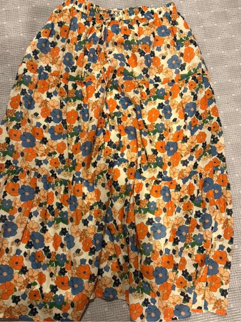 Trovata Cream Skirt with Orange & Blue Floral Trim